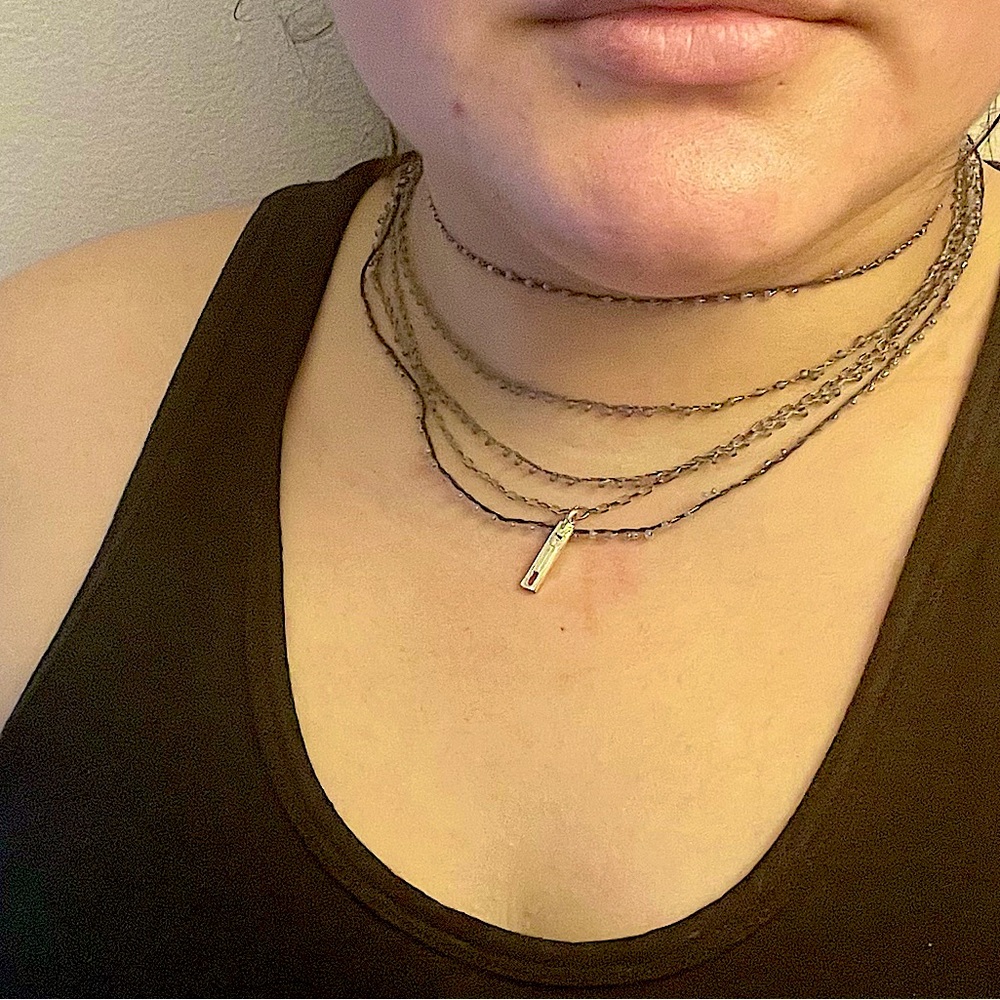 Silver Bread Layered Necklace
